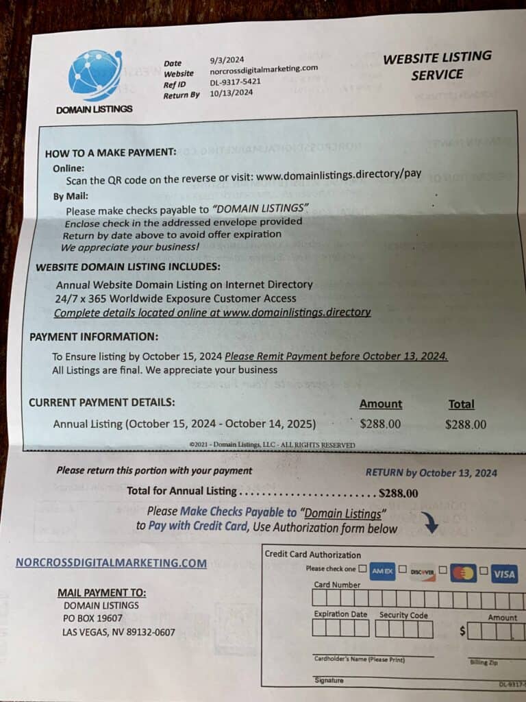 Beware of Domain Listing Scams: Protect Your Business 2 Website Listing Service Scam Letter